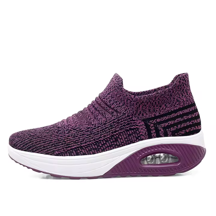 Zapatos de entrenamiento transpirables sin cordones para mujer, zapatos de plataforma de cuña de moda para caminar 1 7 - 1