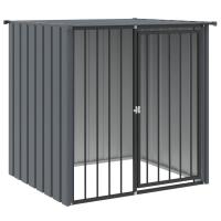 vidaXL Caseta perros con tejado acero galvanizado negro 110x103x109 cm - details 1