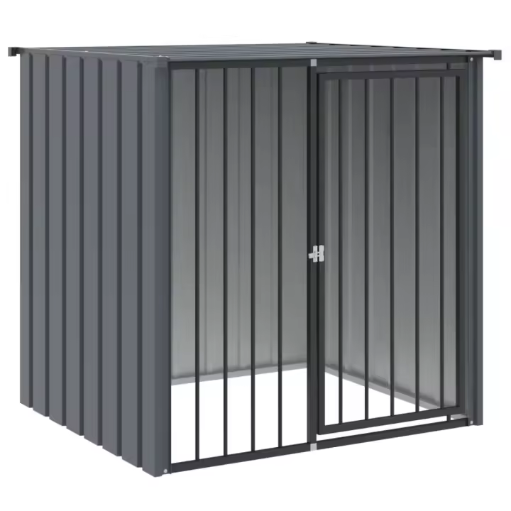 vidaXL Caseta perros con tejado acero galvanizado negro 110x103x109 cm - 1