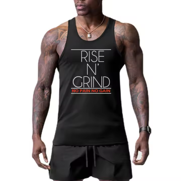 Summer Running Basketball Tight-fitting Gyms Sports Men's Quick-drying Mesh Printed O-neck Vest 2 Colors - 1