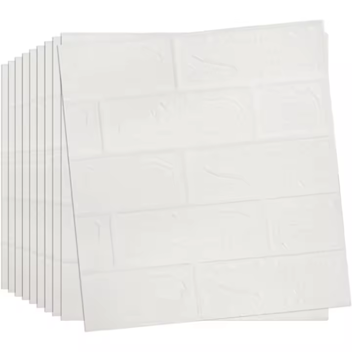 Papel tapiz de ladrillo 3D de 10 piezas, azulejos de pared autoadhesivos de 13 × 15 pulgadas, impermeables, efecto mampostería, decoración del hogar (blanco) - 1