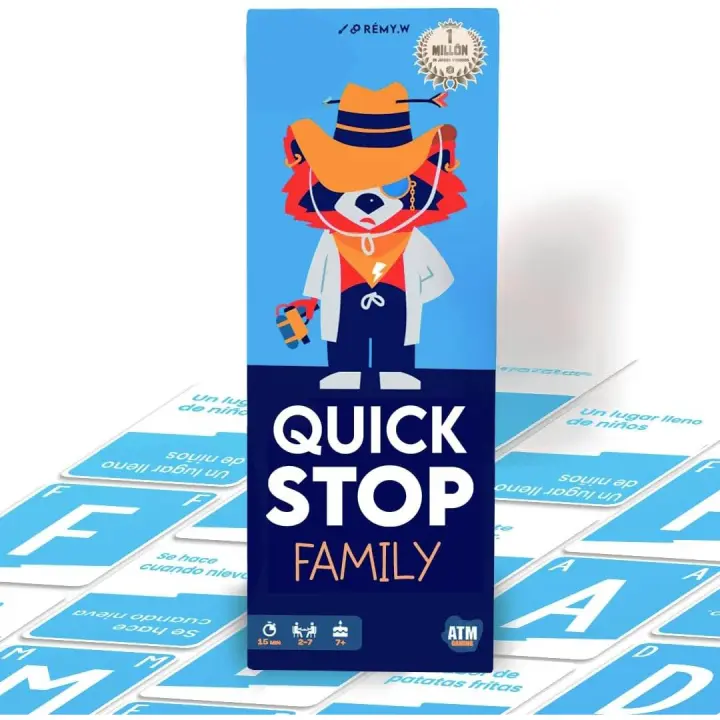Asmodee - Quick Stop Family Juego de Mesa Dinámico para Familia y Amigos - Creatividad y Rapidez - A partir de 10 Años, Juego De 2 a 7 Jugadores, Versión Entretenimiento Familiar sin Pantallas, Regalo Original Padres y Niños - Juego en Español - 1