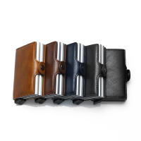 Porta Tarjetas De Crédito De Fibra De Carbono Para Hombres Doble Protección Anti RFID Funda De Monedero Metálico Minimalista Para Negocios Regalo - details 2