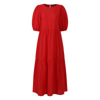 Vestido Largo Casual De Verano Para Mujer ZANZEA 2023 Con Manga Corta Y Cuello Redondo Sobredimensionado Vestidos Femme Elegante Sólido - details 10