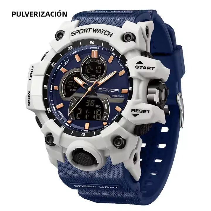 Reloj Militar Para Hombre SANDA Resistente Al Agua 50m Con Pantalla LED Y Cuarzo Deportivo Reloj De Pulsera Grande Con Luz Nocturna Y Alarmas - 1