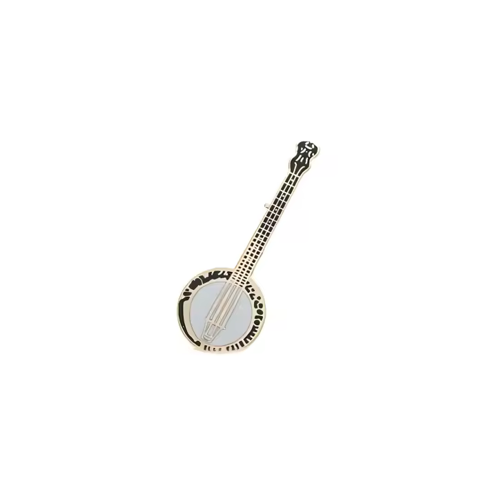 Pin en forma de Banjo. 1,5 2 pulgadas, con un elegante esmalte y acabado dorado. Mega Music - 1