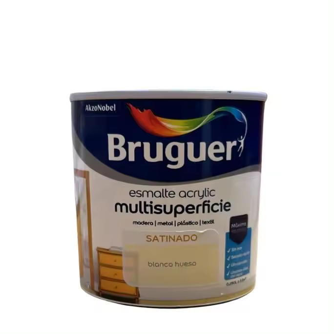 Bruguer Acrylic Multisuperficie Esmalte al agua Satinado Blanco hueso 250 ml - 1
