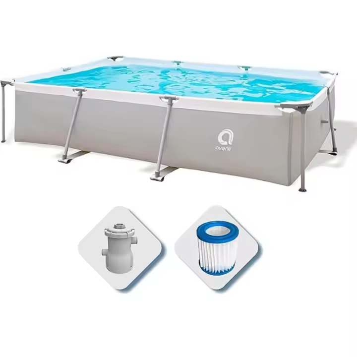YUMO HOUSE-Avenli Piscina Rectangular Estructura metálica 300x207x65cm con Depuradora, 3701L ,Montaje fácil en 30minutos / Piscina Rectangular amb Estructura metàl·lica - 1