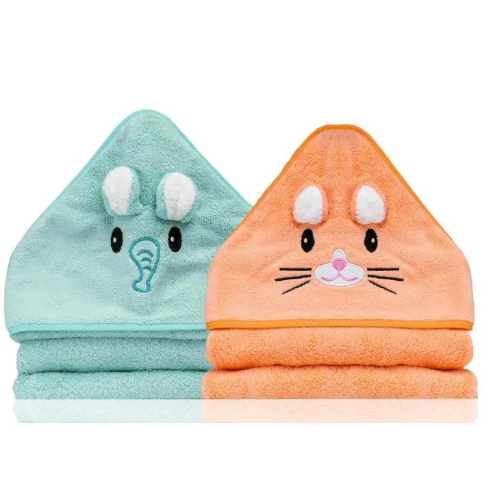 Paquete de 2 Toallas de bebé-Regalo de bebé recién nacido-Toallas de bebé con capucha de animales 0-3 años-Albornoz de bebé-Capa de baño de bebé-Regalos para bebés recién nacidos (31x31) - 1