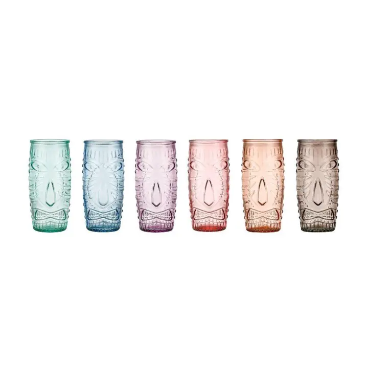 MAXHOME-Set 6 Vaso bajo ,Vaso Alta tiki 500ml-600ml, colores la mediterr - 1