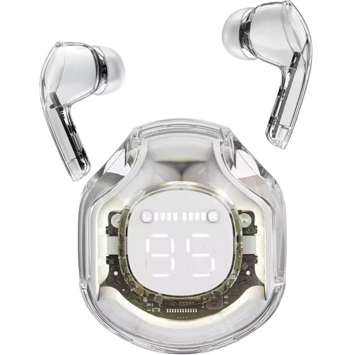 Auriculares inalámbricos transparentes with Pantalla LED y cancelación de ruido-Transparente y Blanco - 1