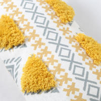 Funda De Cojín Geométrica Amarilla Con Borlas Para Decoración De Sofá Y Dormitorio Funda De Cojín Cuadrada Desmontable Y Lavable Estilo Mediterráneo - details 14