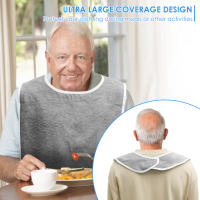 4Pcs Bibs Para Adultos En Poliéster Protección Rresistente a Manchas Para Comidas Y Bebidas Ajustables Para Ancianos Azul/Ceniza - details 4