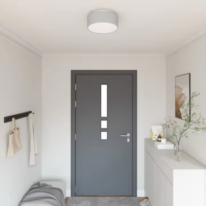 Lámparas de Techo de vidaXL Montaje Empotrado Gris Ø 30 cm Tela E27 - 1