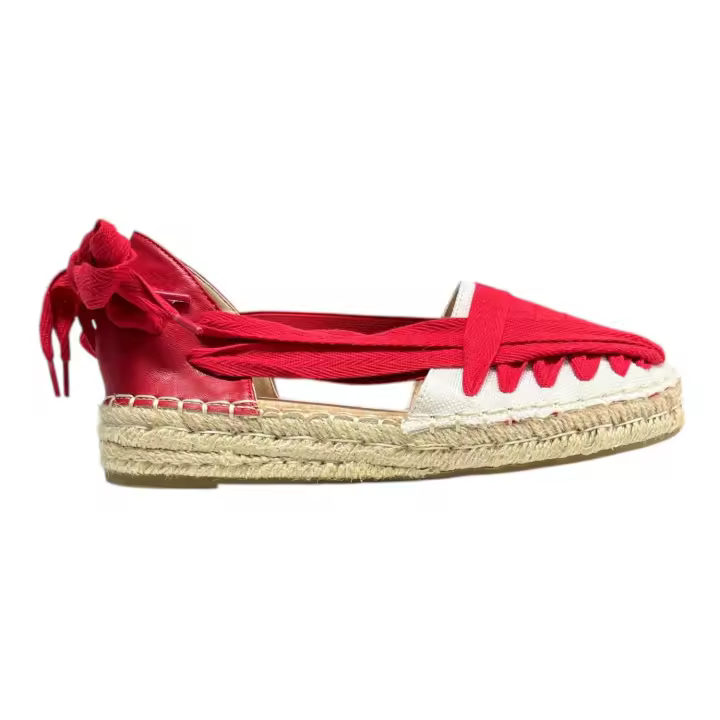 Sandalia Cuerdas Beig Y Rojo - 1