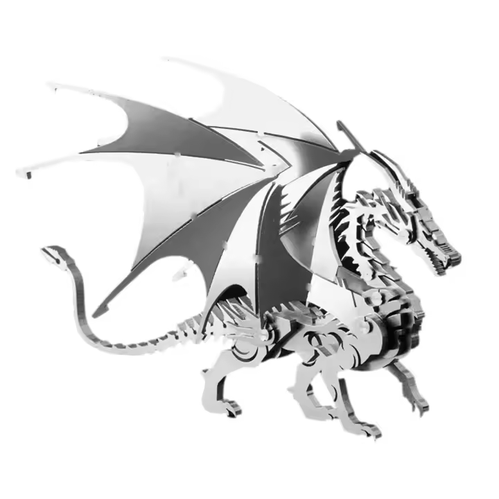 DAM. Maqueta 3D de acero inoxidable. Modelo Dragón. 13x6x9cm. - 1