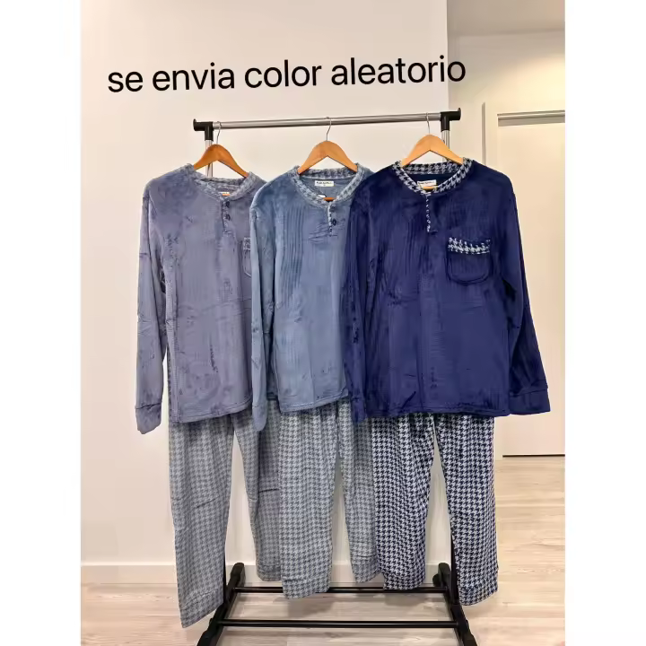 Pijama Hombre Invierno, Pijama coralina 2 Piezas de Manga Larga  Pijama Coralina de Hombre Otoño-Invierno de Manga Larga Polar Calentito Super Suave, Conjunto de Pijama Súper Cómodo para Dormir y Estar en Casa - 1