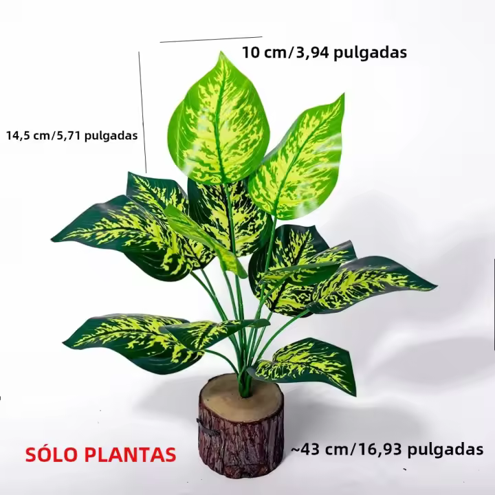 Planta Artificial De Monstera De 43 Cm Con 12 Hojas Hojas Verdes De Palma Tropicales Para Decoración De Jardín Y Hogar - 1