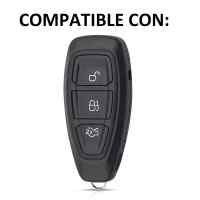 Banner - Funda silicona mando llave del coche 3 botones compatible con Ford Negro-Rojo
