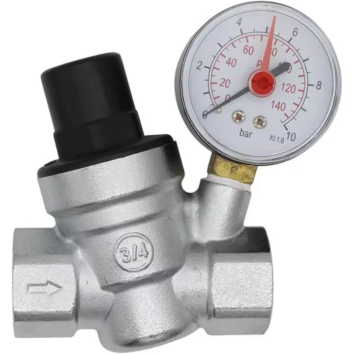 Reductor de presión de agua DN20 Regulador de presión de agua de 3/4 pulgada con manómetro - 1