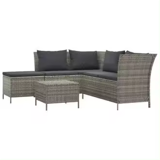 VIDAXL juego muebles para jardín con cojines fabricado en ratán y acero de color gris - 1