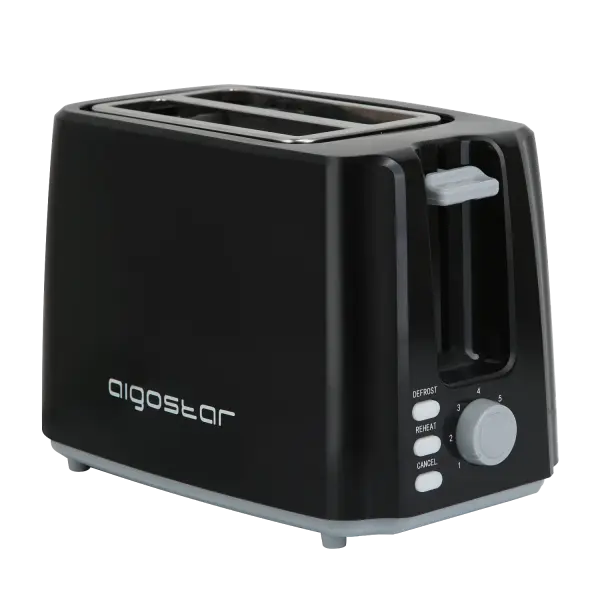 Aigostar Warrior 30006JRL – Tostador para dos rebanadas con 7 niveles de tostado, 750 W de potencia, función descongelación y recalentar. Libre de BPA, color negro. - 1