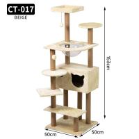 Árbol Rascador para Gatos, 153 cm de Altura, Color Beige, con Casa y Plataformas, 50x50 cm Base - details 1