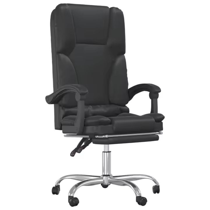 Silla de oficina reclinable masaje cuero sintético Negro - 1