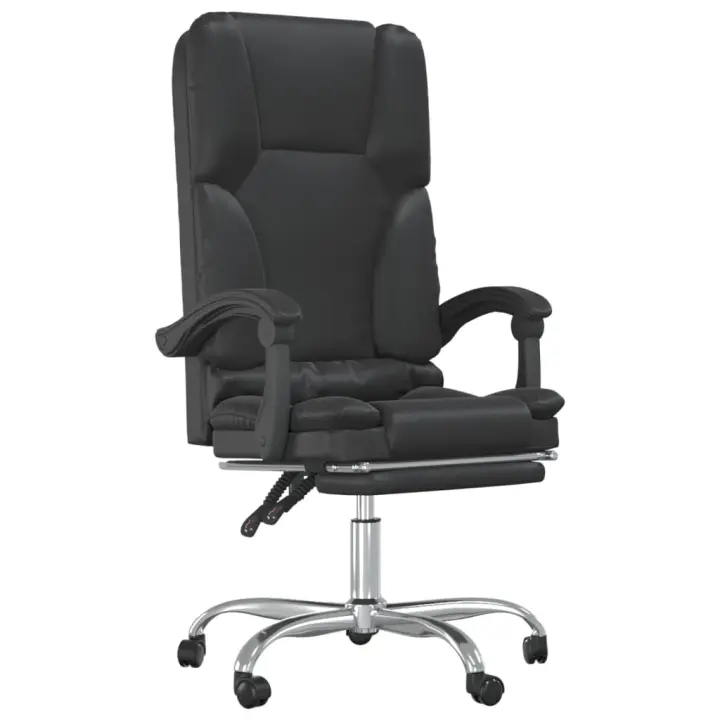 Silla de oficina reclinable masaje cuero sintético Negro - 1