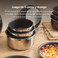 BERGNER | Set 3 Cazos Acero Inoxidable Negro Click&Cook - 16cm + 18cm + 20cm, Mango Desmontable - details 0