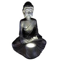 Figura de Buda Sentado Negro con Luz Solar LED RESINA 28X21,5X21,5 CM Para Decoración de Jardín Exterior IP44 - details 0