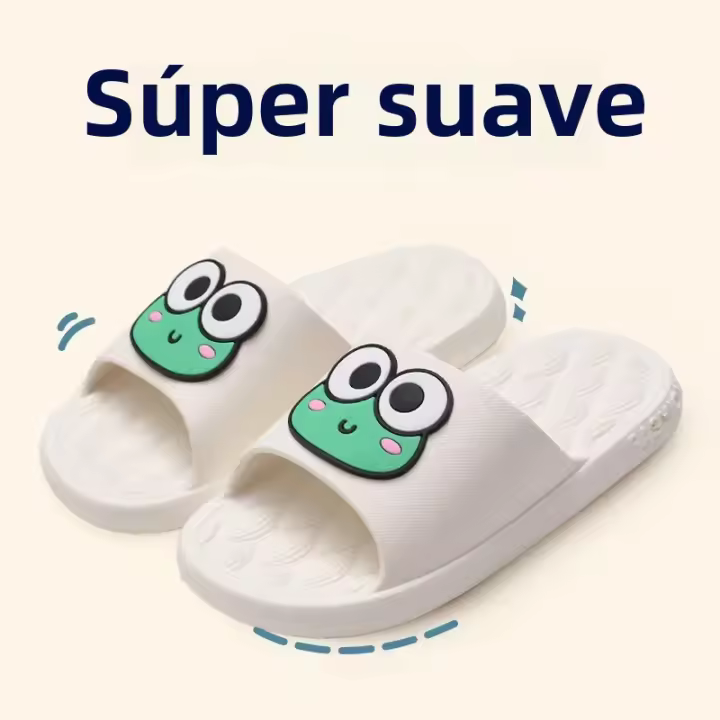 Nuevos Pantuflas Para Mujer Verano Uso Exterior Con Bajo Y Plano Para Interiores Baño Diseño Cartoon Pequeño Y Bonito Pantuflas Para Padres E Hijos - 1