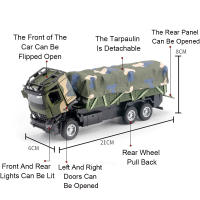 Camión De Transporte Militar a Escala 1:35 Juguete De Coche De Aleación Con Luz Y Sonido Puertas Abiertas Función Retroceso Para Niños Regalo Verde - details 2