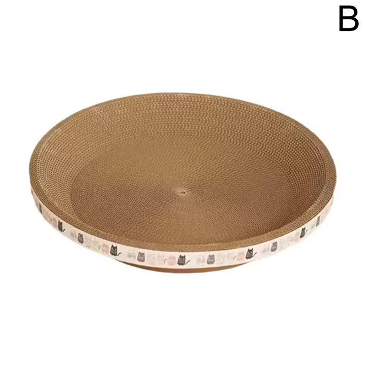 Placa De Rasguño Para Gatos De Cartón Redonda Y Ovalada Con Tazón Nido 5 Capas Para Gatos Domésticos Rasguño Delgada Y Durable - 1