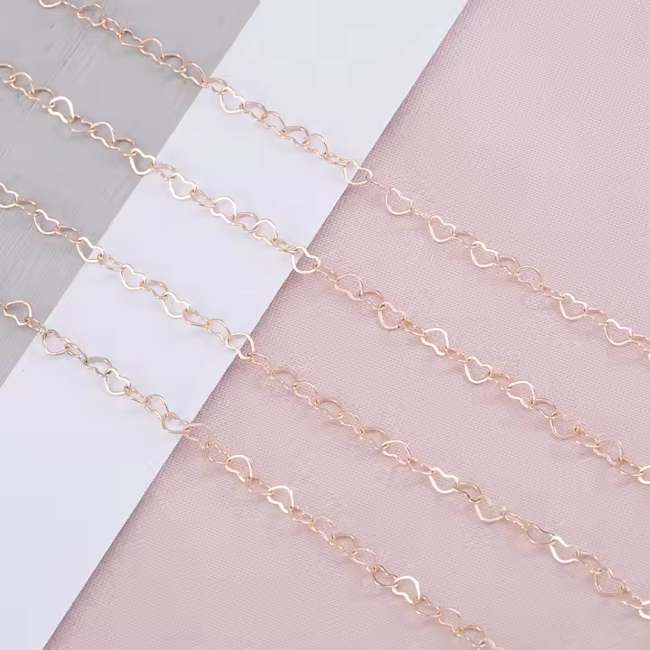 Cadena De Corazón De Cobre 3mm Para Collar Y Pulsera DIY Metal Dorado Plata Rosa Tamaño De Cada Corazón 3mm 1 Metro Por Pieza - 1
