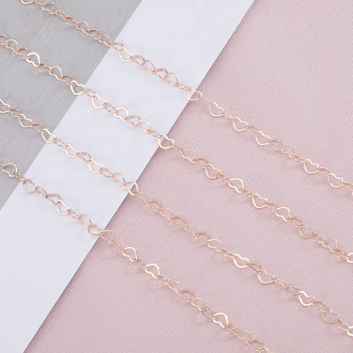 Cadena De Corazón De Cobre 3mm Para Collar Y Pulsera DIY Metal Dorado Plata Rosa Tamaño De Cada Corazón 3mm 1 Metro Por Pieza - 1