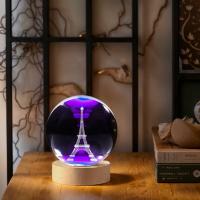 Lámpara De Noche De Cristal Con Grabado 3D De La Torre Eiffel Decoración Moderna Polished Para Navidad Halloween Agradecimiento - details 3