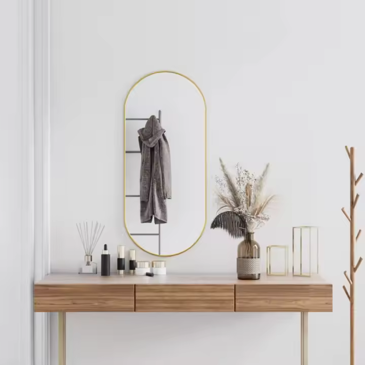 vidaXL Espejo de pared ovalado dorado 100x45 cm - 1