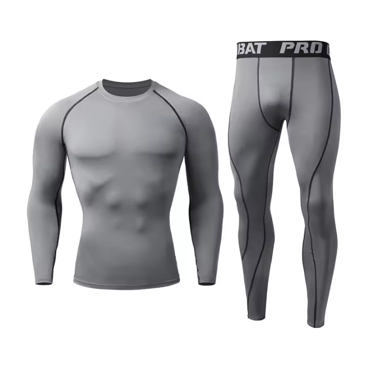 Conjunto De Entrenamiento Para Hombre 2 Piezas Compresión Respirable Térmica Conjunto De Correr Baloncesto Camiseta Y Pantalones - 1