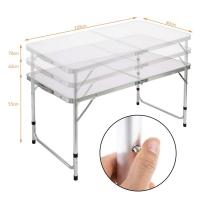 LILI HOME Conjunto de Mesa + 4 Taburetes de Camping Plegables – Aluminio Altura Ajustable 🔹 Dimensiones abiertas: 120 cm (largo) x 60 cm (ancho)  🔹 Altura regulable en 3 posiciones: ▪️ 55 cm ▪️ 62 cm ▪️ 70 cm. ✨ Práctica, ligera y resisten - details 0