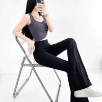 Leggings De Yoga Para Mujer Con Cintura Alta Y Pierna Ancha Transpirables Y Cómodas Pantalones Deportivos De Pierna Flared - details 1