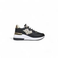 HLuna Zapatillas de cuña para vestir en blanco y negro con detalles de brillo tipo de cierre de cordones C770 - details 3