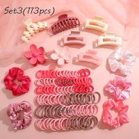Accesorios De Pelo Fashion Dopamine Para Mujer Set De 53-163 Piezas Círculos Elásticos Coloridos Con Flores Regalo Para Fiestas Diarias - details 3