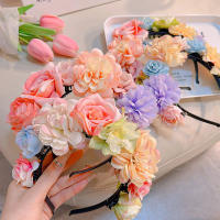 Diadema De Flores Coloridas Para Niñas Adorno De Cabello Simulación De Flor Corona De Novia Para Boda Accesorio Para Mujer - details 3