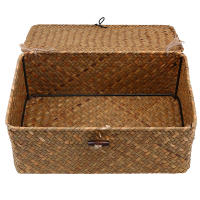 Cesta De Almacenamiento Rectangular De Rotura Hecha a Mano Caja De Organización Para Escritorio Para Ropa Y Artículos Domésticos Material De Paja Ecológico - details 3