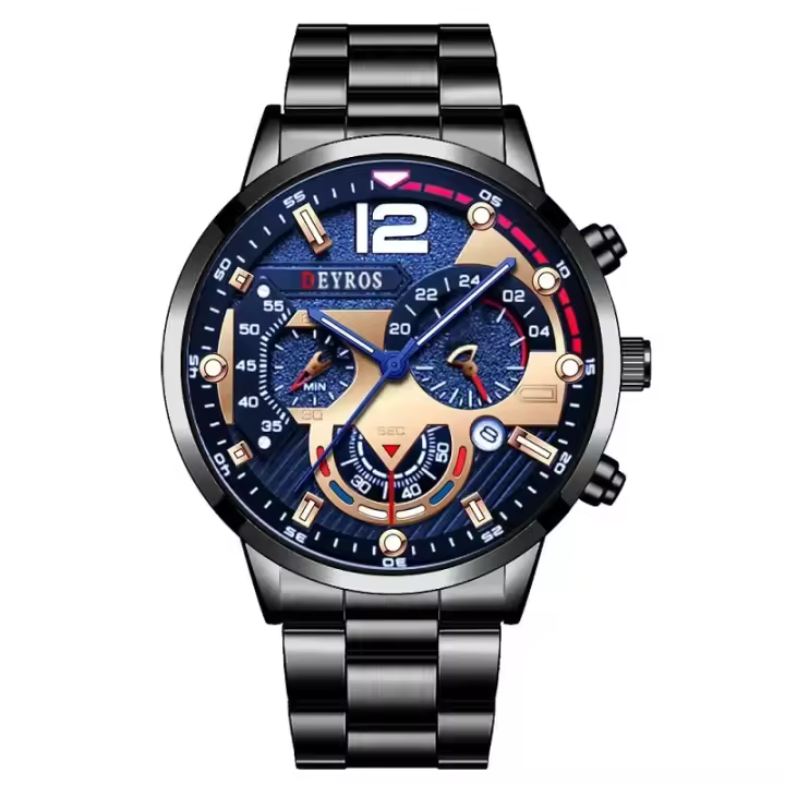 Reloj De Pulsera De Lujo Para Hombre Acero Inoxidable Cuarzo Calendario Luminoso Estilo Casual Y Negocios Reloj Hombre - 1