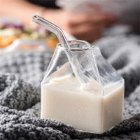 1Pc Copa De Leche 300ML Estilo Botella De Leche Media Pintada Mini Juguete De Crema De Vidrio Ecológico Con Forma De Aves De Correr - details 2