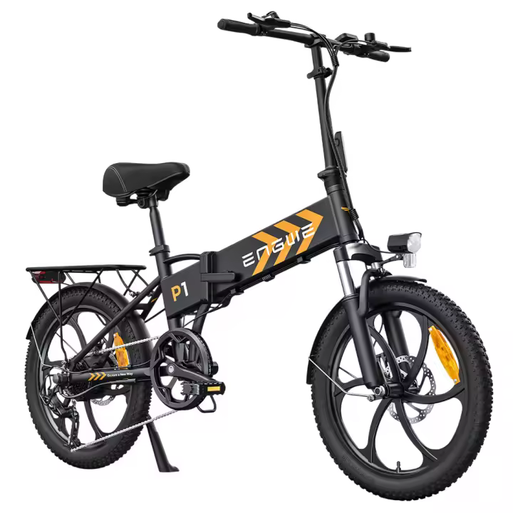 Bicicleta Eléctrica Plegable ENGWE P1 con Neumáticos Anchos de 20*2.3 pulgadas, Motor de 250W, Batería de 36V 13Ah, Velocidad Máxima de 25km/h, Frenos de Disco Dobles, Cuerpo de Aleación de Aluminio, Shimano 7 Velocidades, Autonomía Máxima de 100km, Resis - 1