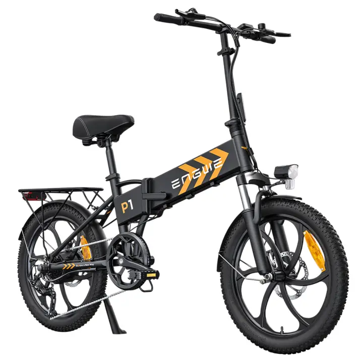 Bicicleta Eléctrica Plegable ENGWE P1 con Neumáticos Anchos de 20*2.3 pulgadas, Motor de 250W, Batería de 36V 13Ah, Velocidad Máxima de 25km/h, Frenos de Disco Dobles, Cuerpo de Aleación de Aluminio, Shimano 7 Velocidades, Autonomía Máxima de 100km, Resis - 1