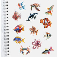 50PCS Pegatinas Decorativas De Vida Marina Impermeables Para Personalisar Fundas De Computadora Y Teléfono Móvil Jardín Serie - details 5